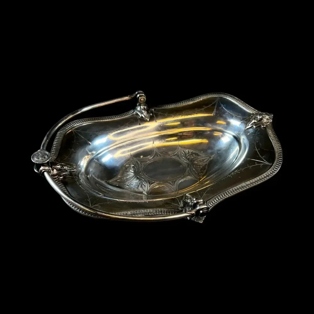 Antique ~18’-19’ Vintage Triple Silverplated Hall elton & CO Treble Plate Tray